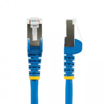 StarTech.com Cable Ethernet CAT6a de 7,5 m – Azul – libre de halógenos y bajo humo (LSZH) – Cable de red patch S/FTP RJ-45 sin enganches 10GbE 500 MHz 100 W PoE++ con alivio de tensión
