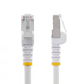 StarTech.com Cable Ethernet CAT6a de 10m – Blanco – Low Smoke Zero Halogen (LSZH) – Cable de red patch S/FTP RJ-45 sin enganches 10GbE 500MHz 100W PoE++ con alivio de tensión