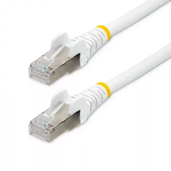 StarTech.com Cable Ethernet CAT6a de 1,5 m – Blanco – Low Smoke Zero Halogen (LSZH) – Cable de red patch S/FTP RJ-45 sin enganches 10GbE 500 MHz 100 W PoE++ con alivio de tensión