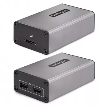 StarTech.com Extensor USB 3.0 de 2 puertos sobre fibra multimodo OM3 – LC/LC – 2x 5 Gbit/s hub USB-A – 350 m (1150 pies) de alcance – Extensor USB de fibra duradero – Extensor USB óptico