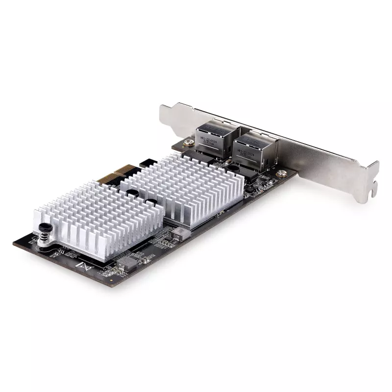 StarTech.com Tarjeta de red PCIe 10GbE de 2 puertos, Tarjeta de red para PCs/servidores, Tarjeta Ethernet PCIe de seis velocidades con soporte Jumbo Frame, Tarjeta de interfaz NIC/LAN, 10GBASE-T y NBASE-T
