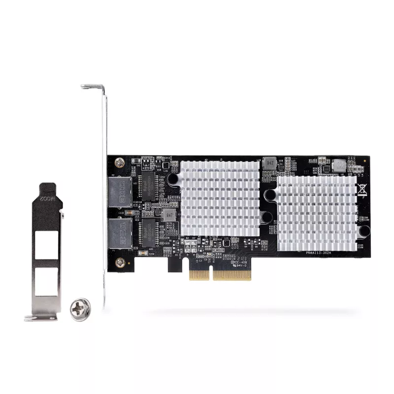 StarTech.com Tarjeta de red PCIe 10GbE de 2 puertos, Tarjeta de red para PCs/servidores, Tarjeta Ethernet PCIe de seis velocidades con soporte Jumbo Frame, Tarjeta de interfaz NIC/LAN, 10GBASE-T y NBASE-T