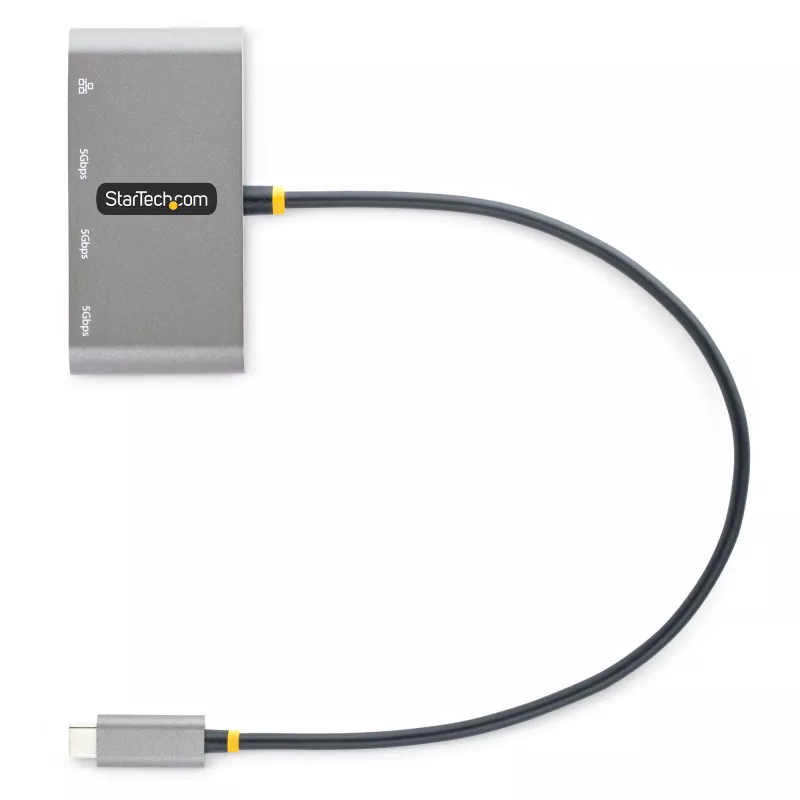 StarTech.com Hub USB-C de 3 puertos con Ethernet - 3x USB-A - Gigabit Ethernet - USB 3.0 5Gbps - alimentado por bus - Cable host USB Type-C de 1ft/30cm - GbE - Hub USB-C a USB-A portátil