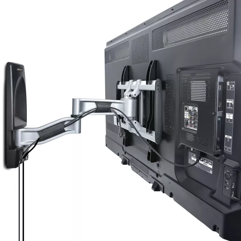 StarTech.com Soporte de pared para TV articulado, Soporte de pared VESA, compatible con televisores de 26 a 65 pulgadas/99 lb/planos/curvos, Soporte de pared plano extensible para TV, Soporte de pared para TV ajustable en esquina