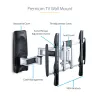 StarTech.com Soporte de pared para TV articulado, Soporte de pared VESA, compatible con televisores de 26 a 65 pulgadas/99 lb/planos/curvos, Soporte de pared plano extensible para TV, Soporte de pared para TV ajustable en esquina