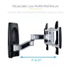 StarTech.com Soporte de pared para TV articulado, Soporte de pared VESA, compatible con televisores de 26 a 65 pulgadas/99 lb/planos/curvos, Soporte de pared plano extensible para TV, Soporte de pared para TV ajustable en esquina