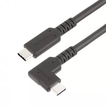 StarTech.com Cable USB-C en ángulo recto resistente de 50 cm, USB 3.2 Gen 2 (10 Gbit/s), Cable de datos USB-C a C totalmente equipado, 4K 60Hz DP Alt-Mode, 100 W Power Delivery – Cable USB Type-C de 90 grados
