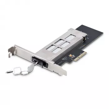 StarTech.com Bahía móvil/backplane M.2 NVMe SSD a PCIe x4 con bandeja extraíble para ranura de expansión PCI Express, instalación sin herramientas, Bahía de disco hot-swap PCIe 4.0/3.0, cerradura con llave – 2 llaves incluidas