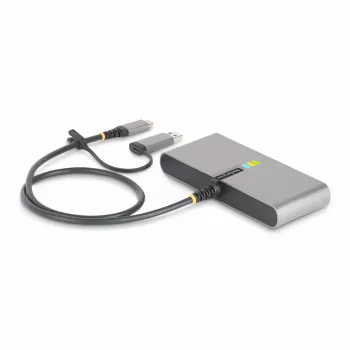 StarTech.com Hub USB-C de 2 puertos con Ethernet y RS-232, Dongle USB-C a USB-A conectado, 100 W PD pass-through, 2x USB-A 5 Gbit/s, Gigabit Ethernet, RS232 Serie (FTDI)