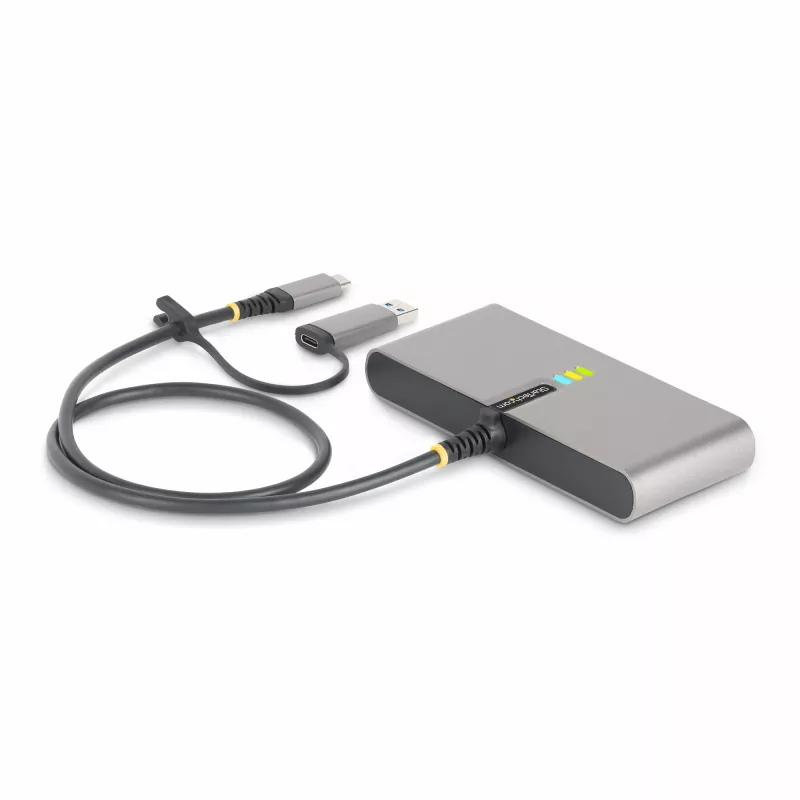 StarTech.com Hub USB-C de 2 puertos con Ethernet y RS-232, Dongle USB-C a USB-A conectado, 100 W PD pass-through, 2x USB-A 5 Gbit/s, Gigabit Ethernet, RS232 Serie (FTDI)