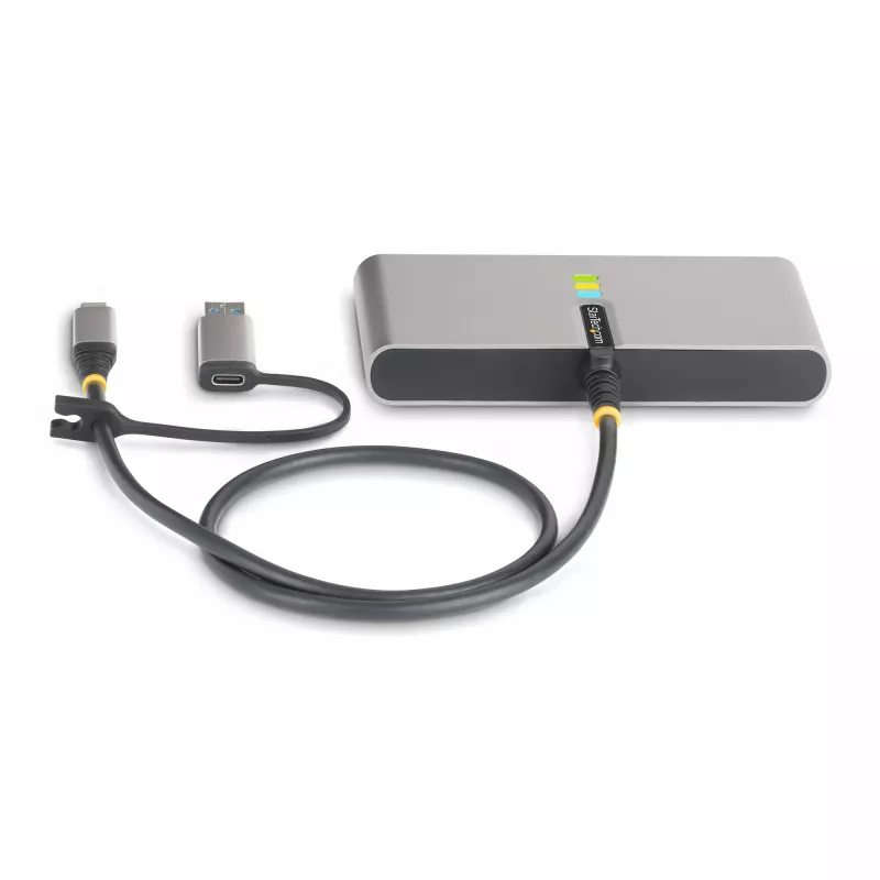 StarTech.com Hub USB-C de 2 puertos con Ethernet y RS-232, Dongle USB-C a USB-A conectado, 100 W PD pass-through, 2x USB-A 5 Gbit/s, Gigabit Ethernet, RS232 Serie (FTDI)