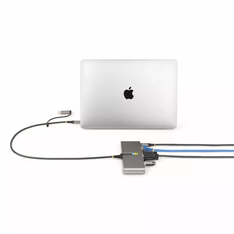 StarTech.com Hub USB-C de 2 puertos con Ethernet y RS-232, Dongle USB-C a USB-A conectado, 100 W PD pass-through, 2x USB-A 5 Gbit/s, Gigabit Ethernet, RS232 Serie (FTDI)