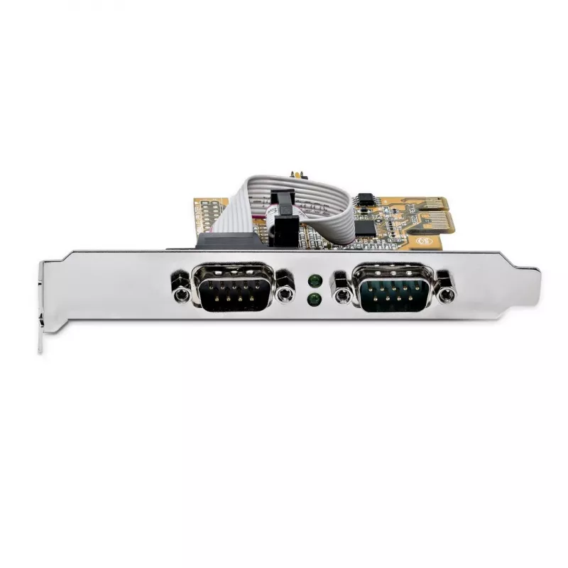 StarTech.com Tarjeta de interfaz serie PCI Express de 2 puertos, Tarjeta serie PCIe dual puerto a RS232 (DB9), 16C1050 UART, Soportes Low/Full Profile, COM Retention, Para Windows/Linux