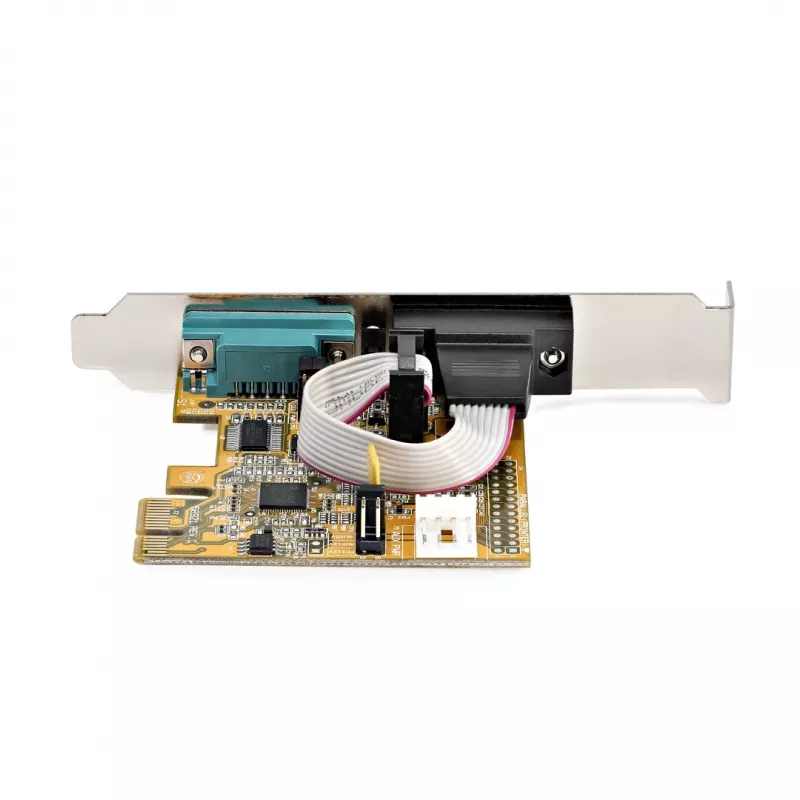 StarTech.com Tarjeta de interfaz serie PCI Express de 2 puertos, Tarjeta serie PCIe dual puerto a RS232 (DB9), 16C1050 UART, Soportes Low/Full Profile, COM Retention, Para Windows/Linux
