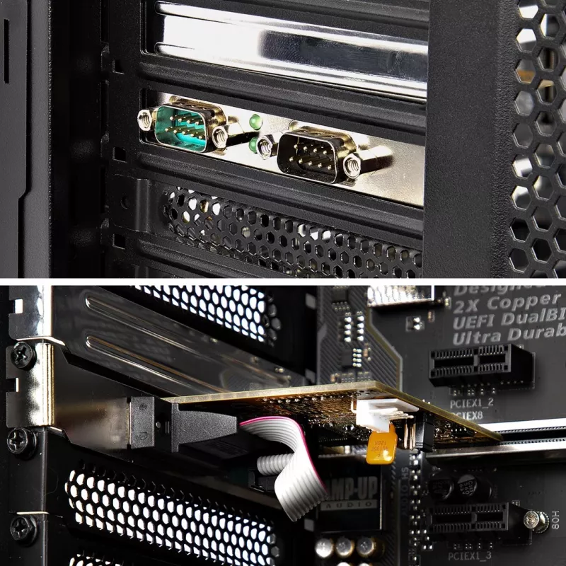StarTech.com Tarjeta de interfaz serie PCI Express de 2 puertos, Tarjeta serie PCIe dual puerto a RS232 (DB9), 16C1050 UART, Soportes Low/Full Profile, COM Retention, Para Windows/Linux