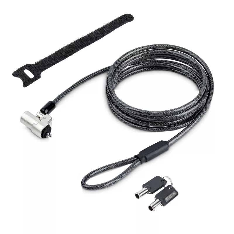 StarTech.com Candado de cable para portátil compatible con Noble Wedge®; 1,8 m, candado de llave antirrobo, Cable de seguridad para portátiles Dell XPS/Latitude/2-in-1, resistente a cortes, Candado de cable de acero para portátil
