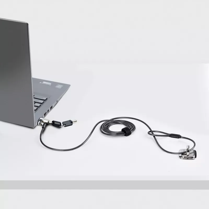 StarTech.com Candado de cable Nano para portátil, 1,8 m, Antirrobo con llave, Candado de cable de seguridad para portátiles con ranura Nano, para portátiles EliteBook/LenovoX1/2-in-1, resistente a cortes, Candado de cable de acero para portátil