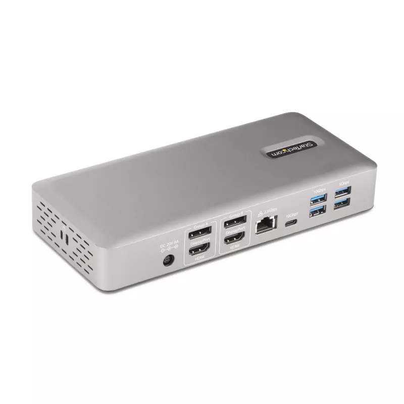 StarTech.com Docking station universal USB4 y Thunderbolt 4, Cuádruple pantalla en Windows, Doble pantalla en MacBook, Dock HDMI DP con carga de portátil de 98W