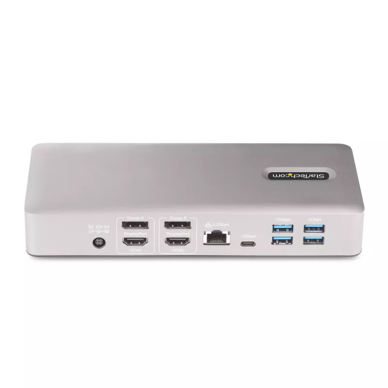 StarTech.com Docking station universal USB4 y Thunderbolt 4, Cuádruple pantalla en Windows, Doble pantalla en MacBook, Dock HDMI DP con carga de portátil de 98W