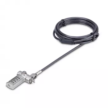 StarTech.com Candado universal para portátil de 2 m, Cable de seguridad para portátiles compatible con Noble Wedge®/Nano/K-Slot; cable candado de combinación sin llave, cable de acero antirrobo resistente a cortes