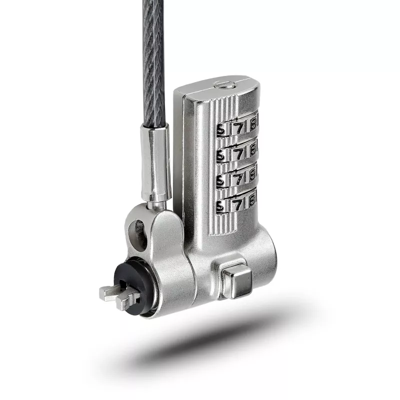 StarTech.com Candado universal para portátil de 2 m, Cable de seguridad para portátiles compatible con Noble Wedge®/Nano/K-Slot; cable candado de combinación sin llave, cable de acero antirrobo resistente a cortes