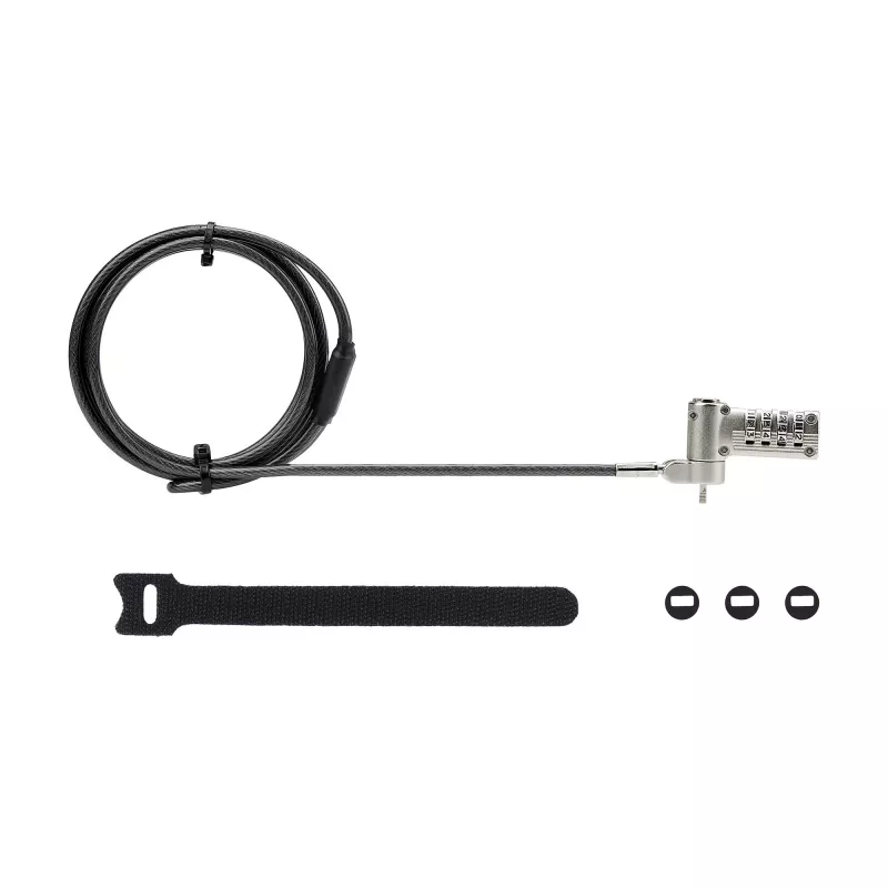 StarTech.com Candado universal para portátil de 2 m, Cable de seguridad para portátiles compatible con Noble Wedge®/Nano/K-Slot; cable candado de combinación sin llave, cable de acero antirrobo resistente a cortes