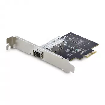 StarTech.com Tarjeta de red SFP GbE de 1 puerto, PCIe 2.1 x1, Intel I210-IS, Controlador 1GbE, 1000BASE cobre/fibra, NIC Gigabit Ethernet de un puerto, Paneles traseros para desktop/servidor – compatible con Windows y Linux
