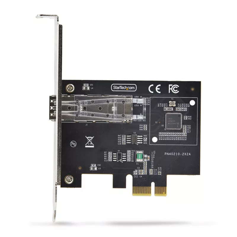 StarTech.com Tarjeta de red SFP GbE de 1 puerto, PCIe 2.1 x1, Intel I210-IS, Controlador 1GbE, 1000BASE cobre/fibra, NIC Gigabit Ethernet de un puerto, Paneles traseros para desktop/servidor – compatible con Windows y Linux