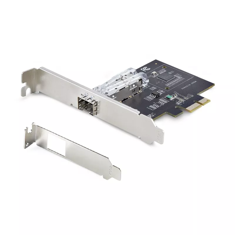 StarTech.com Tarjeta de red SFP GbE de 1 puerto, PCIe 2.1 x1, Intel I210-IS, Controlador 1GbE, 1000BASE cobre/fibra, NIC Gigabit Ethernet de un puerto, Paneles traseros para desktop/servidor – compatible con Windows y Linux