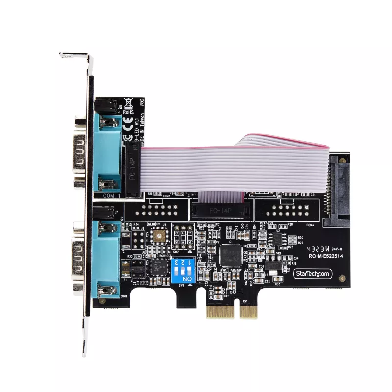 StarTech.com Tarjeta serie PCIe de 2 puertos, Tarjeta serie PCI Express dual puerto a RS232/RS422/RS485 (DB9), Soportes Low-Profile incluidos, 16C1050 UART, Windows/Linux, conforme TAA – Protección ESD Nivel 4