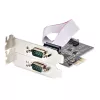 StarTech.com Tarjeta serie PCIe de 2 puertos, Tarjeta serie PCI Express dual puerto a RS232/RS422/RS485 (DB9), Soportes Low-Profile incluidos, 16C1050 UART, Windows/Linux, conforme TAA – Protección ESD Nivel 4