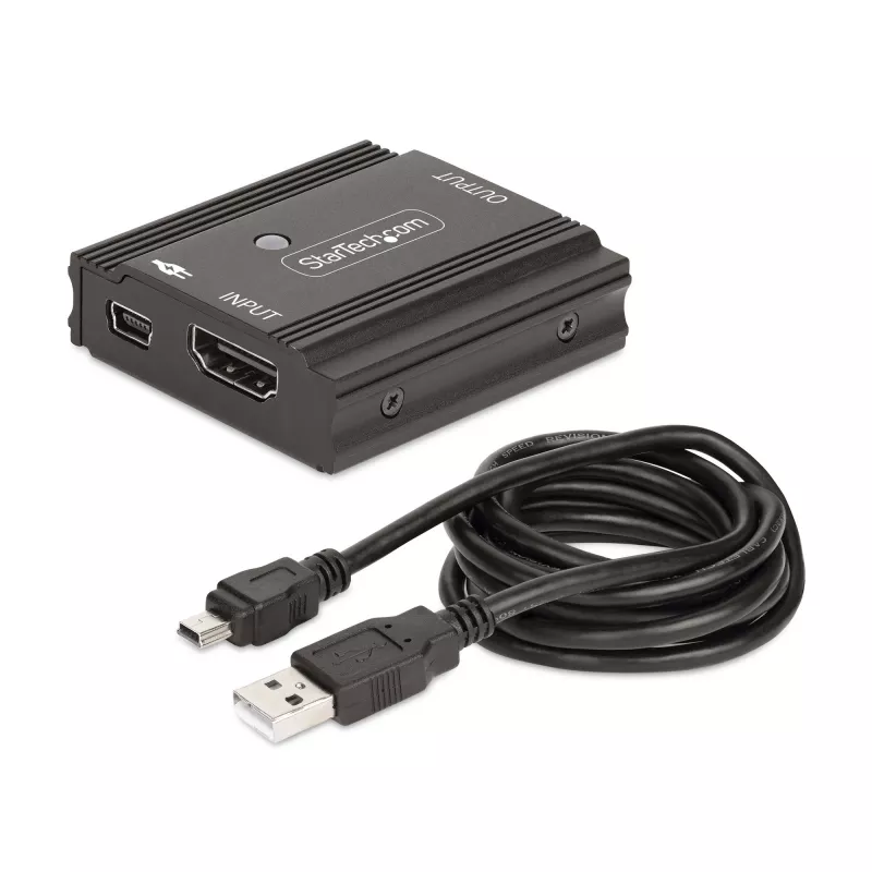 StarTech.com Amplificador de señal HDMI 8K 60Hz de 10 m, Repetidor HDMI 2.1 inline activo y amplificador de señal de vídeo hasta 8K 60Hz/4K 144Hz, Extensor de cable HDMI compacto – Extensión de señal HDMI