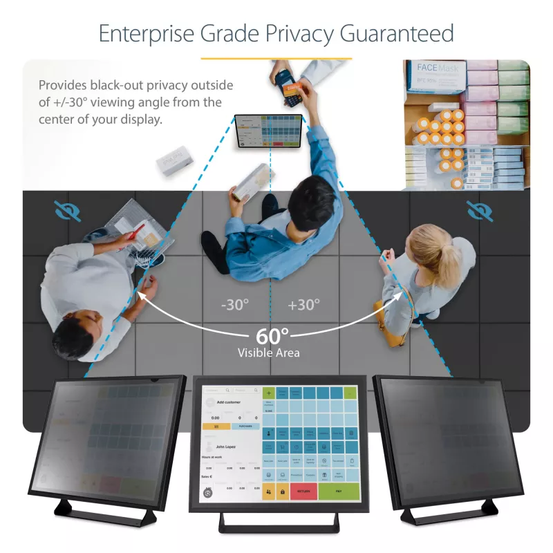 StarTech.com Filtro de privacidad para monitor de ordenador 19 pulgadas 5:4, Lámina de privacidad antirreflejo con reducción del 51% de luz azul, Protector de pantalla para monitor con ángulo de visión de +/- 30°