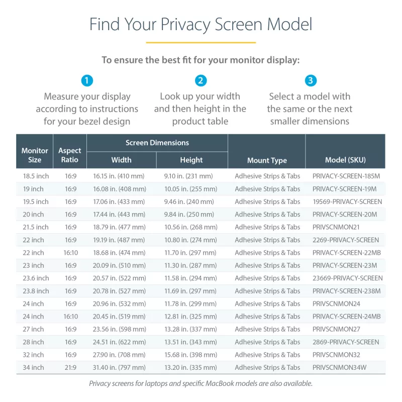 StarTech.com Filtro de privacidad para monitor de ordenador 55,9 cm (22 pulgadas) 16:9, Protector de privacidad antirreflejo con reducción del 51 % de luz azul, Lámina protectora de pantalla para monitor con ángulo de visión de ±30°