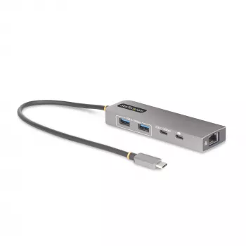 StarTech.com Hub USB-C de 3 puertos con Ethernet 2,5 Gbit/s y 100 W Power Delivery Pass-Through, USB 3.2 10 Gbit/s, 2x USB-A/1x USB-C, Hub adaptador USB Type-C portátil