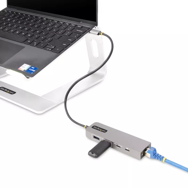 StarTech.com Hub USB-C de 3 puertos con Ethernet 2,5 Gbit/s y 100 W Power Delivery Pass-Through, USB 3.2 10 Gbit/s, 2x USB-A/1x USB-C, Hub adaptador USB Type-C portátil