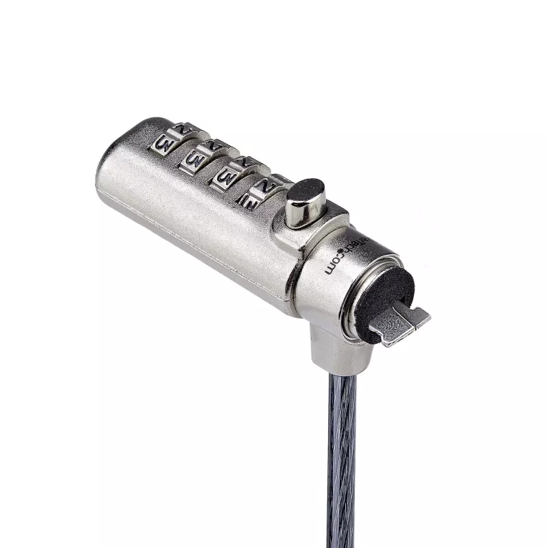 StarTech.com Candado delgado compatible con K-Slot, 1,5 m cable candado, protección antirrobo de escritorio para portátil/notebook, cable de acero resistente a cortes, candado de combinación