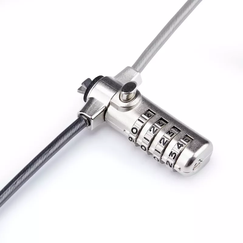 StarTech.com Candado delgado compatible con K-Slot, 1,5 m cable candado, protección antirrobo de escritorio para portátil/notebook, cable de acero resistente a cortes, candado de combinación