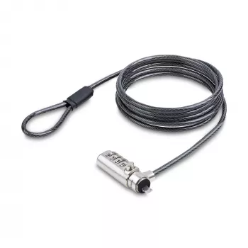 StarTech.com Candado delgado compatible con ranura Noble Wedge®, 1,5 m cable de seguridad, protección antirrobo de escritorio para portátil/notebook, cable de acero resistente a cortes, candado de combinación