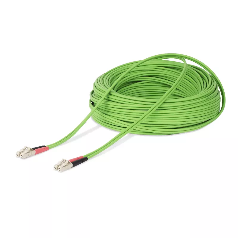 StarTech.com Cable de fibra óptica multimodo OM5 LC a LC (UPC) de 25 m (82 ft), 50/125 µm Duplex LOMMF Zipcord, VCSEL, 40G/100G, Cable jumper de fibra óptica LSZH