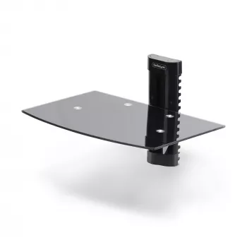 StarTech.com Estante AV flotante de pared, Estante ajustable en altura para debajo del televisor, Organización de equipos A/V en estante de cristal templado negro
