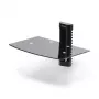 StarTech.com Estante AV flotante de pared, Estante ajustable en altura para debajo del televisor, Organización de equipos A/V en estante de cristal templado negro