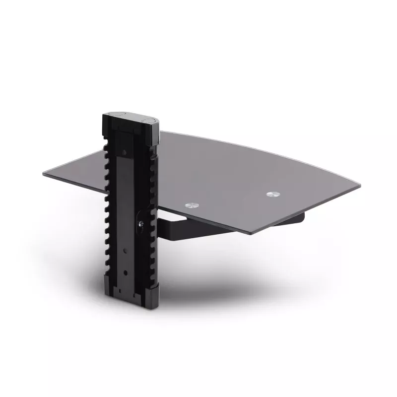 StarTech.com Estante AV flotante de pared, Estante ajustable en altura para debajo del televisor, Organización de equipos A/V en estante de cristal templado negro