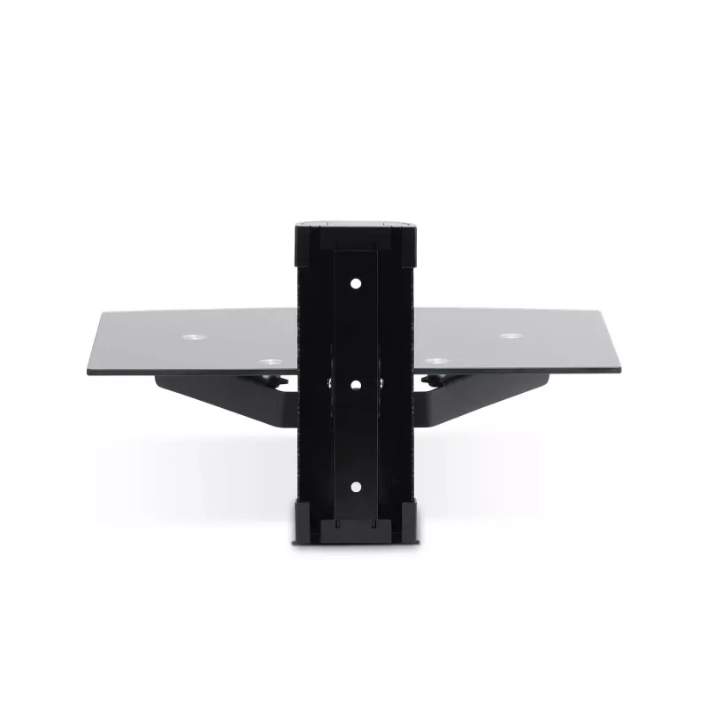 StarTech.com Estante AV flotante de pared, Estante ajustable en altura para debajo del televisor, Organización de equipos A/V en estante de cristal templado negro