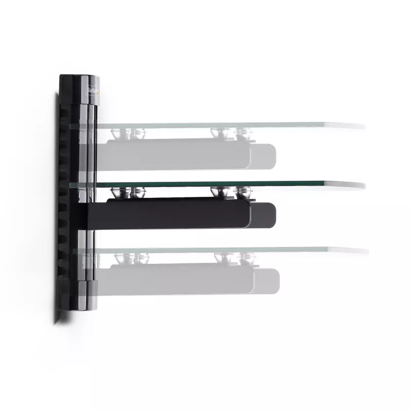 StarTech.com Estante AV flotante de pared, Estante ajustable en altura para debajo del televisor, Organización de equipos A/V en estante de cristal templado negro