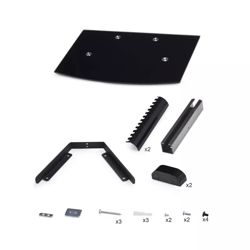 StarTech.com Estante AV flotante de pared, Estante ajustable en altura para debajo del televisor, Organización de equipos A/V en estante de cristal templado negro