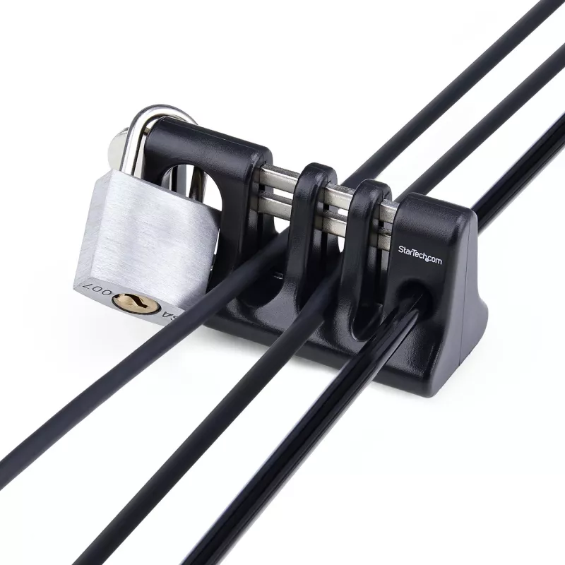 StarTech.com Candado de anclaje de cables para periféricos, Asegure teclado/ratón, Candado de cable para oficinas compartidas/ordenadores públicos, Trampa de cable compatible con cable de seguridad de portátil/candado – TAA