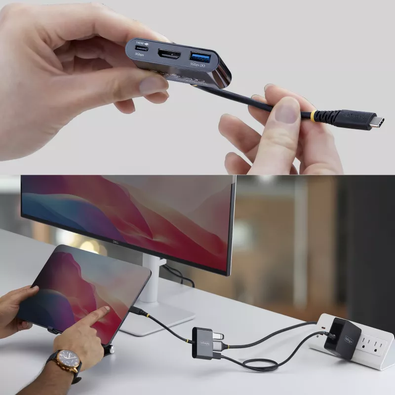 StarTech.com adaptador multipuerto de USB-C a HDMI con carga PD de 140 W, HDMI 4K a 60 Hz, hub USB de 5 Gbit/s, mini dock para MacBook / Dell / Thinkpad / HP / iPad / tabletas