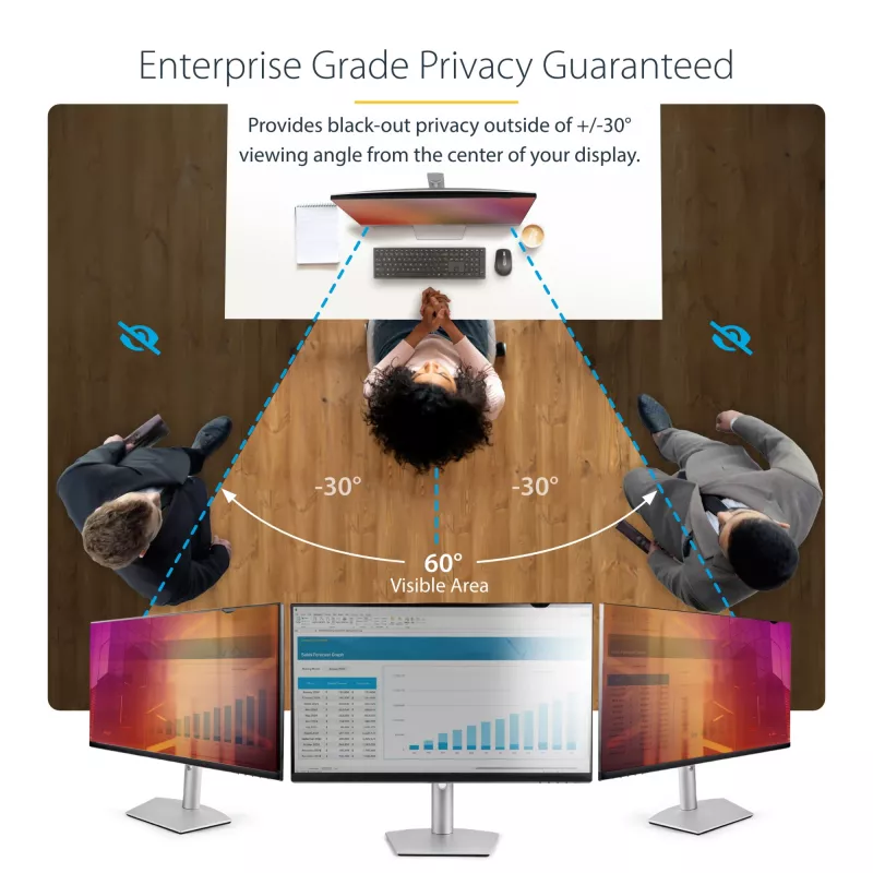 StarTech.com Filtro de privacidad para monitor de 23,8 pulgadas 16:9 dorado, filtro reversible con privacidad mejorada, filtro de seguridad para ordenador brillante, protector/filtro de pantalla extraíble, +/- 30 grados.