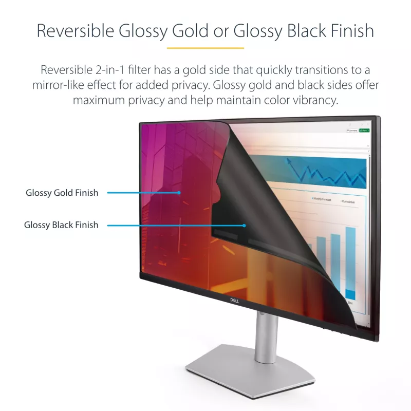 StarTech.com Filtro de privacidad para monitor de 23,8 pulgadas 16:9 dorado, filtro reversible con privacidad mejorada, filtro de seguridad para ordenador brillante, protector/filtro de pantalla extraíble, +/- 30 grados.